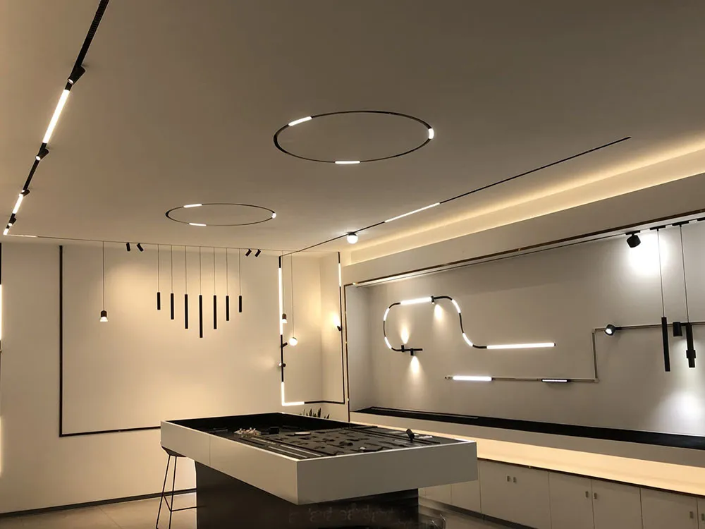 ไฟเส้นแม่เหล็ก LED บางเฉียบ อะลูมิเนียม พลาสติก SMD รูปตัว L 30W ร้านค้า โรงอาหาร ร้านเครื่องดื่ม ร้านหนังสือ ร้านเสื้อผ้า 2