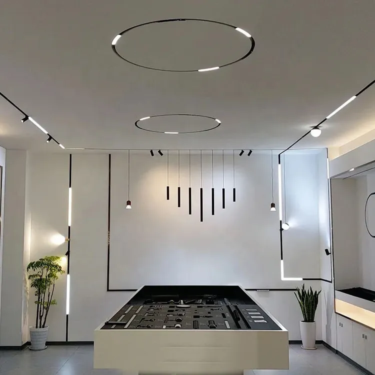 ไฟเส้นแม่เหล็ก LED บางเฉียบ อะลูมิเนียม พลาสติก SMD รูปตัว L 30W ร้านค้า โรงอาหาร ร้านเครื่องดื่ม ร้านหนังสือ ร้านเสื้อผ้า 10