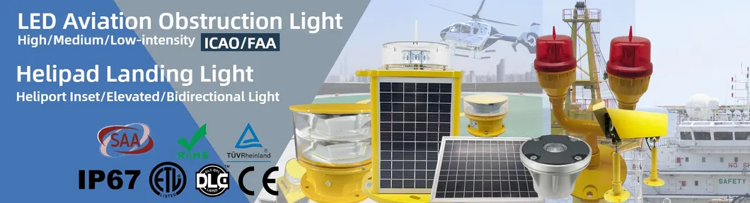 ไฟสิ่งกีดขวางการบิน LED IP66 กันน้ำ สีแดง ขาว หัวคู่ พร้อมโฟโตเซลล์ในตัว ไฟเตือนสิ่งกีดขวางอากาศยาน LED ความเข้มต่ำ 0