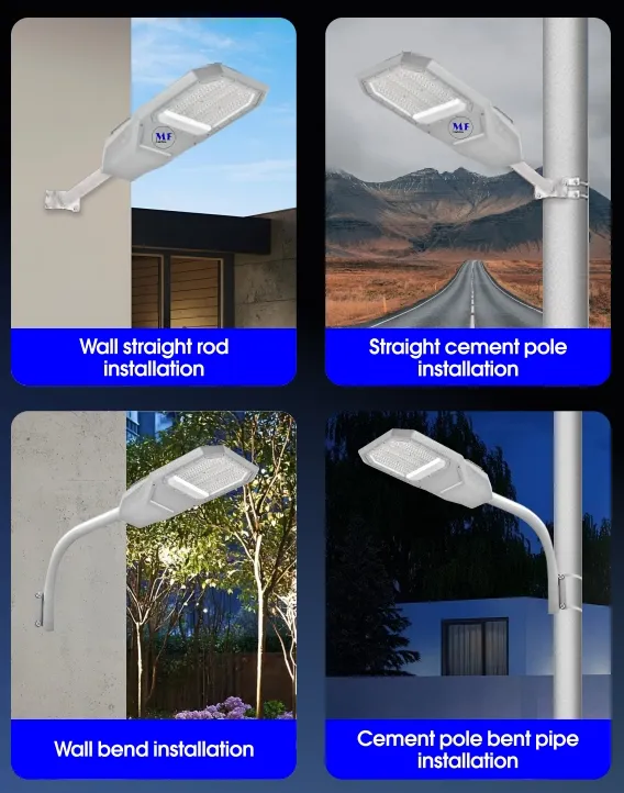 ไฟติดผนังถนนสวนพลังงานแสงอาทิตย์ LED อะลูมิเนียม กันน้ำ 200W IP65 Ik08 ขนาดกะทัดรัด ทางเดินสวนสาธารณะ ทางเท้า ทางหลวง 9