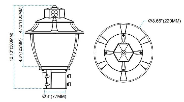 ไฟสวน LED ปรับปรับกันกระแทก IP65 48/64/80W กันน้ํา 130lm/W ใบโฟร์ สีดําและสีขาว หญ้า 4
