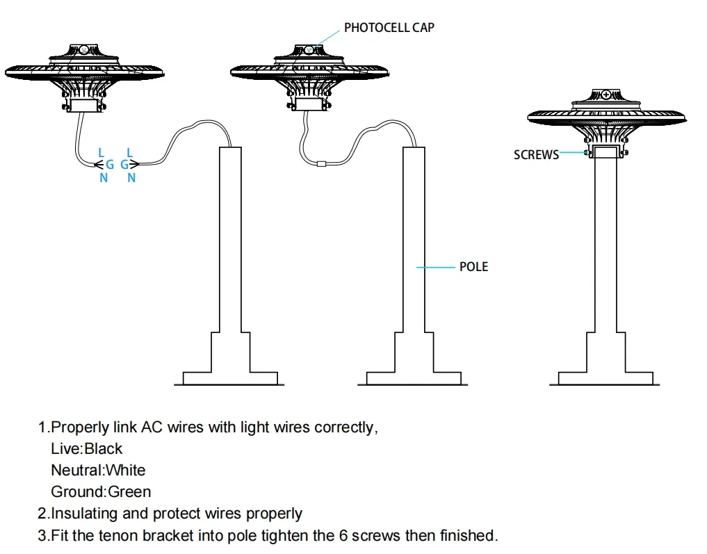ประหยัดพลังงาน LED สวน Post Light Pole Area Light 140lm/W Smart-Tuning 200W สําหรับทางหลวง พื้นที่พักผ่อน สนามกีฬา สนามน้ํา 7