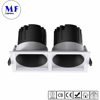 Factory Price Double-Heads Anti-Glare Square LED Down Light IP20 With TRIAC 0-10V DALI-2 DT6 DT8 Dimming Recessed Ceiling Spotlight