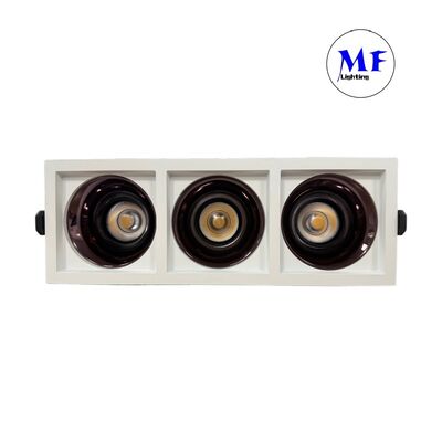 3*10W Anti-glare LED Downlight CRI90 100lm/W Triac /0-10V/Dali-2 Dimmable  Beam angle 15°/24°/36°50° Optional Recessed  Spot LED Down light for Commercial Spaces