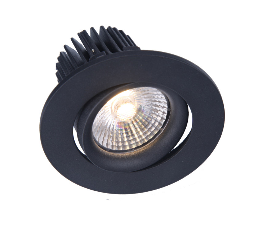 5W Adjustable IP54 Black / White Housing COB LED Spotlight Recessed Anti Glare