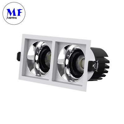 ไฟดาวน์ไลท์ LED ทรงสี่เหลี่ยม 7W10W12W15W , หรี่ไฟได้ TRIAC/0-10V/DALI-2 , 100lm/W CRI90, AC100-277V, ไฟสปอตไลท์ฝังฝ้าป้องกันแสงสะท้อนแบบสองหัว