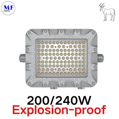 ไฟ LED กันระเบิด Atex IP66 IK08 140LM/W 150W 200W 240W 300W 400W พร้อมเลนส์กระจกนิรภัยสำหรับโซนอันตรายในอุตสาหกรรมน้ำมัน ก๊าซ เคมี เหมืองแร่