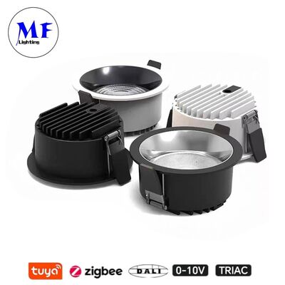ไฟดาวน์ไลท์ LED ฝังฝ้า 10W 160lm/W หรี่ไฟได้ Triac /0-10V/Dali-2 CRI9 มุมลำแสงกว้าง 120° ขนาด 8 นิ้ว/10 นิ้ว ไฟดาวน์ไลท์ LED ฝังฝ้าป้องกันแสงสะท้อนสำหรับพื้นที่เชิงพาณิชย์
