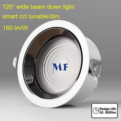 ไฟดาวน์ไลท์ LED ทรงกลม SMD มุมกว้าง 120 องศา 140lm/W 160lm/W IP44 Ik07 50W 60W 70W 80W 100W Dali Tuya Zigbee ตัวเรือนสีดำ ขาว