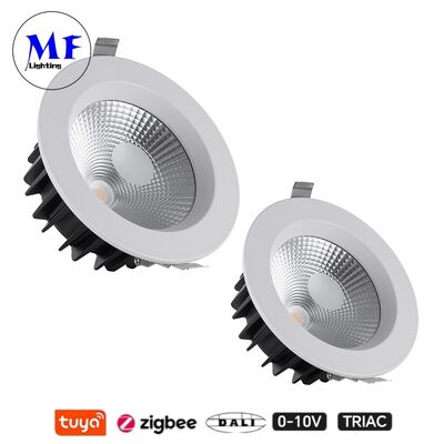35W 100lm/W LED Spot Down Light Anti-Glare CCT ปรับ CRI90 Triac /0-10V/Dali-2/Tuya Zigbee มุมรังสว่างที่สามารถปรับความเข้มข้นได้ 60° COB ลงมาสําหรับสถานที่พาณิชย์และที่พักอาศัย