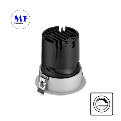 เลนส์ออปติคัลไฟดาวน์ไลท์ LED ฝัง COB ป้องกันแสงสะท้อน, มุมลำแสง 15-55°, ปรับแสงสว่างได้ 0-30°, ไฟสปอตไลท์ฝังปรับได้ 5CCT DIP 110Vac และหรี่แสงได้ 200-240VAC