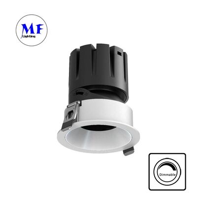 เลนส์ออปติคัลไฟดาวน์ไลท์ LED ฝัง COB ป้องกันแสงสะท้อน, มุมลำแสง 15-55°, ปรับแสงสว่างได้ 0-30°, ไฟสปอตไลท์ฝังปรับได้ 5CCT DIP 110Vac และหรี่แสงได้ 200-240VAC